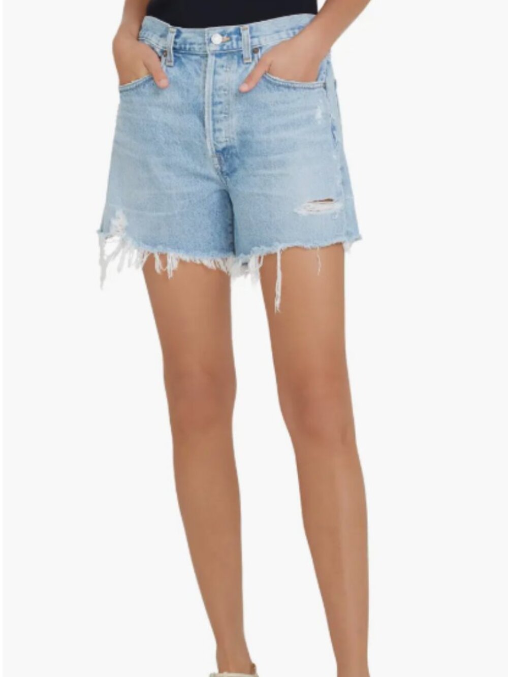 Agolde Parker Size 29 Long High Waist Cutoff Denim Shorts in Swapmeet Color